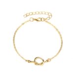 pulsera delga de nudo tobillera acero enchapada 14 k.