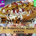 Perro Caliente: Hotdog + ensalada + papas al hilo + cremas