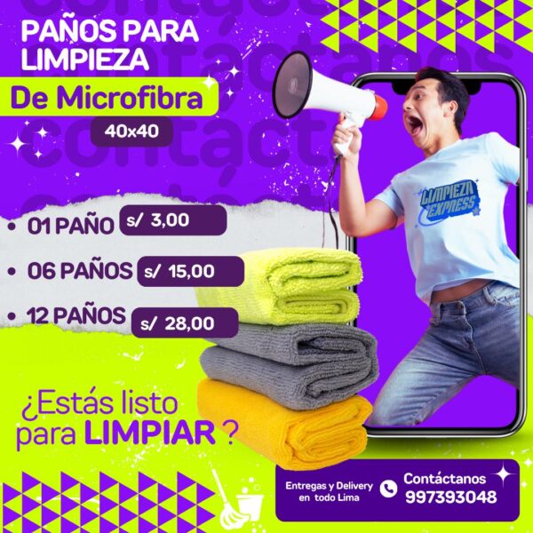 paños para Limpieza de Microfibra.